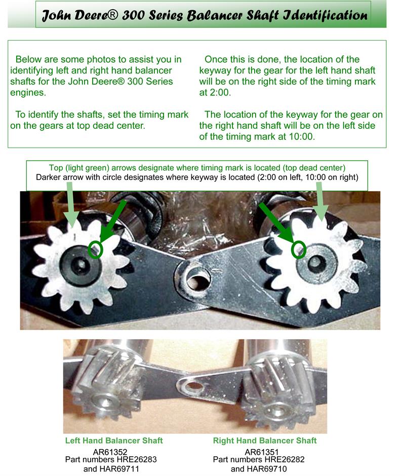 John Deere Right Hand Balancer Shaft Assembly AR61351