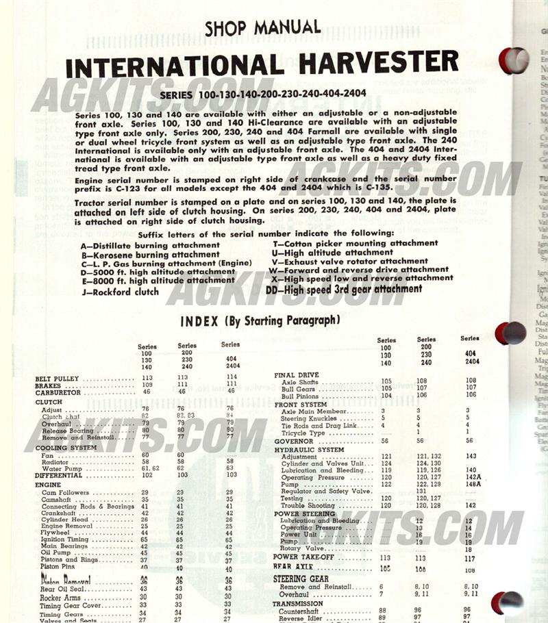 International Harvester Tractor Repair Manual