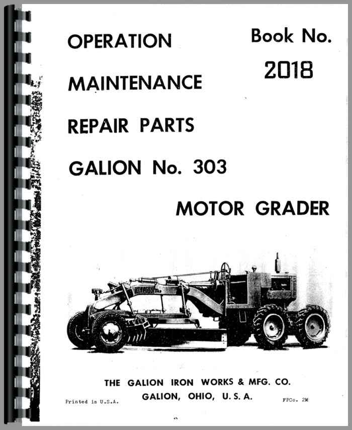 Galion Motor Grader 830 580 870 Series B Operation &  maintenance  Manual