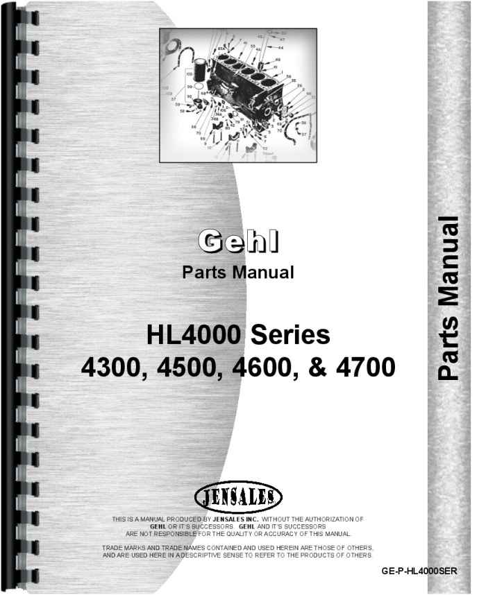 Gehl HL4500 Skid Steer Loader Parts Manual