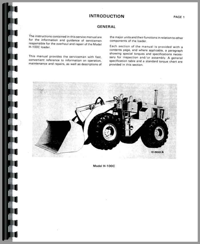 International H 100C Tire Loader Chassis Service Manual 