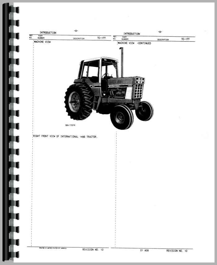 International Harvester 1086 Tractor Parts Manual