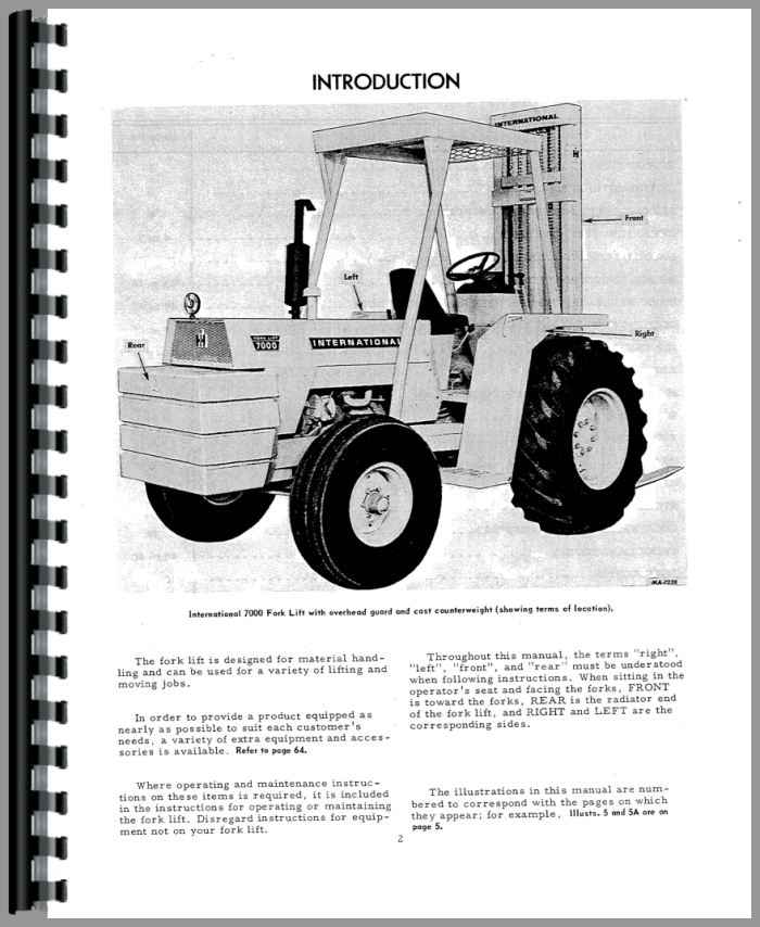 International Harvester 7000 Forklift Operators Manual