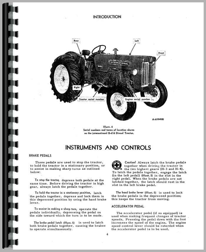 International Harvester B-414 Tractor Operators Manual