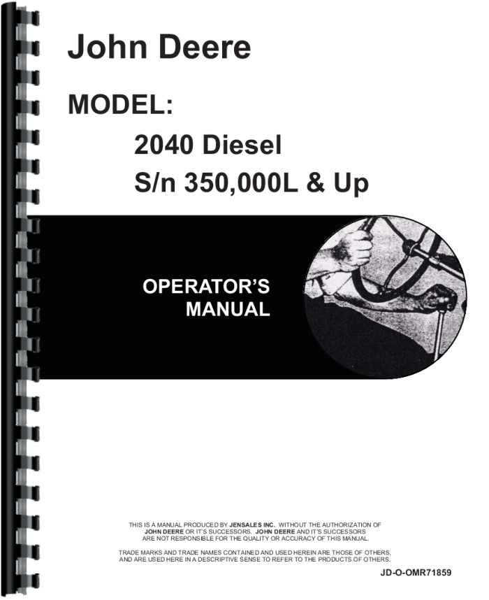 John Deere 2040 Tractor Operators Manual