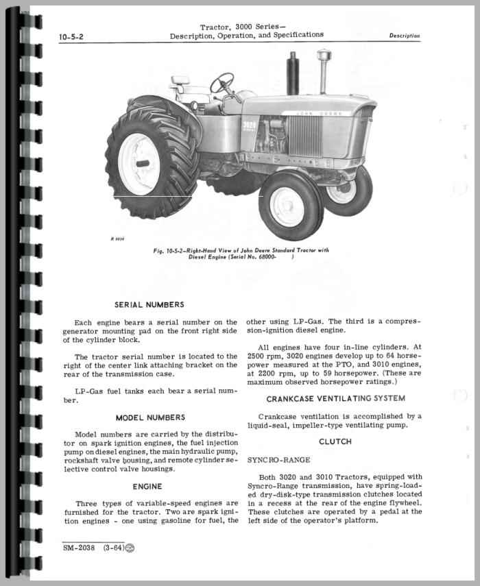 John Deere Model 3010 Tractor Operators Manual JD 