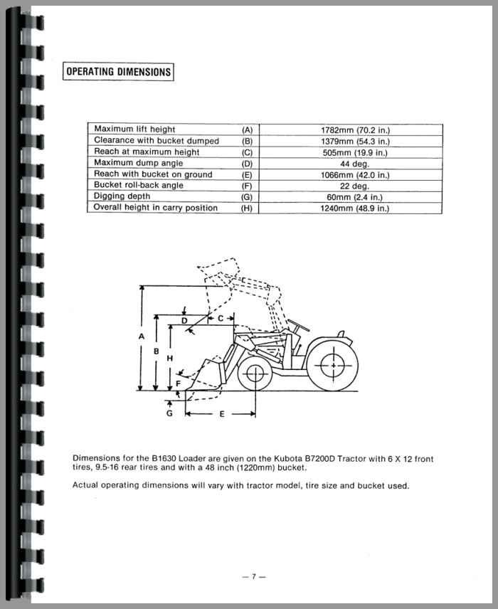 Kubota B1640A Loader Attachment for B7200 Tractor Operators Manual