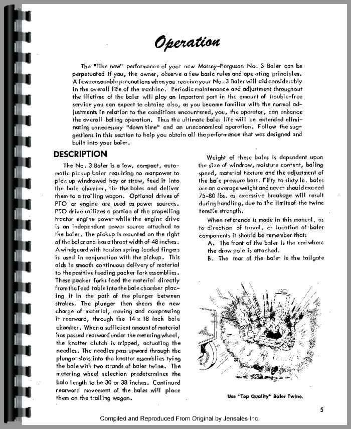 Massey Ferguson 3 Baler Operators Manual 