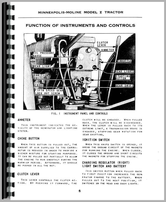 Minneapolis Moline ZTU Tractor Service & Operators Manual