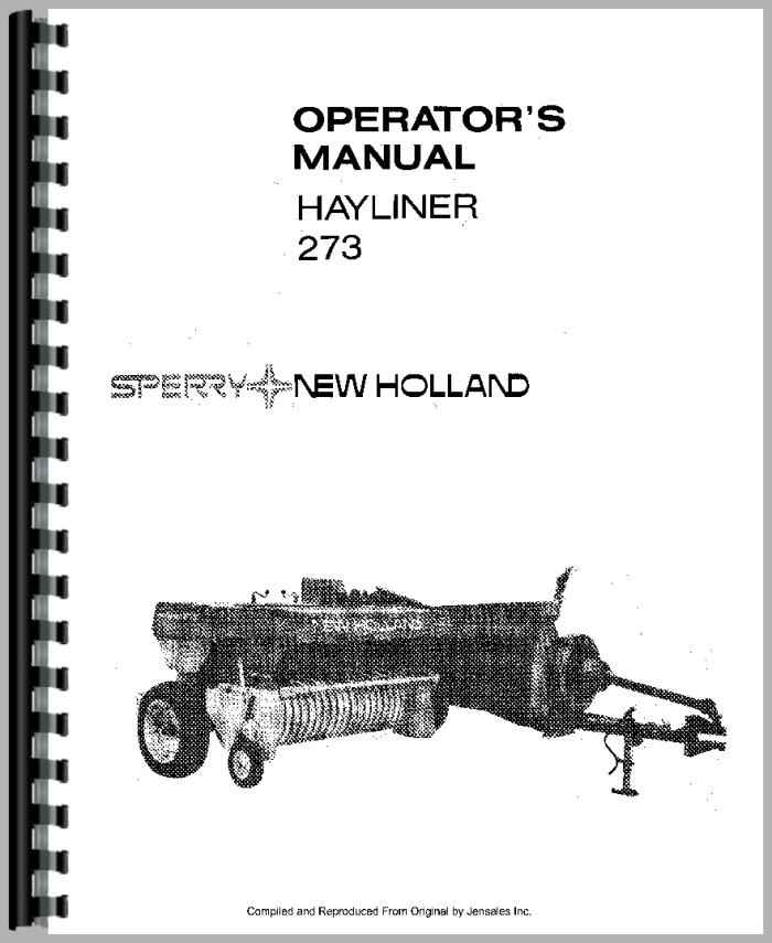 New Holland 273 Baler Operators Manual