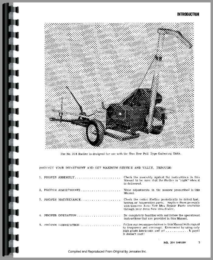 New Idea 314 Corn Sheller Operators & Parts Manual